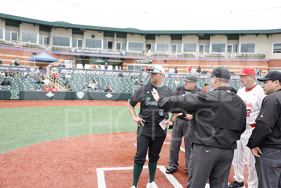 The Eastern Michigan University baseball team compete in the first game of the 2025 MAC Baseball Tournament in Avon, OH on May 21, 2025,  (Photo by:Walt Middleton Photography)