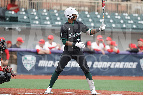 The Eastern Michigan University baseball team compete in the first game of the 2025 MAC Baseball Tournament in Avon, OH on May 21, 2025,  (Photo by:Walt Middleton Photography)