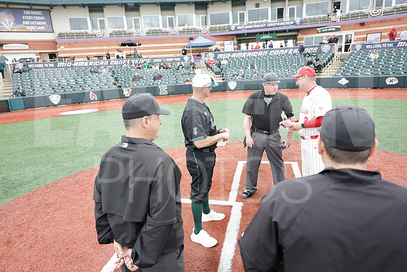 The Eastern Michigan University baseball team compete in the first game of the 2025 MAC Baseball Tournament in Avon, OH on May 21, 2025,  (Photo by:Walt Middleton Photography)