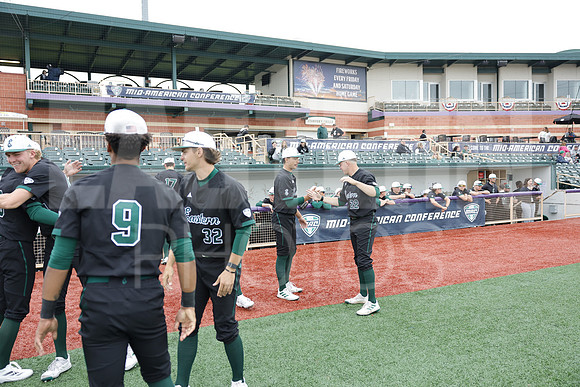 The Eastern Michigan University baseball team compete in the first game of the 2025 MAC Baseball Tournament in Avon, OH on May 21, 2025,  (Photo by:Walt Middleton Photography)