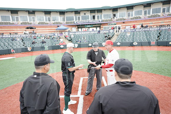 The Eastern Michigan University baseball team compete in the first game of the 2025 MAC Baseball Tournament in Avon, OH on May 21, 2025,  (Photo by:Walt Middleton Photography)