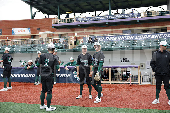 The Eastern Michigan University baseball team compete in the first game of the 2025 MAC Baseball Tournament in Avon, OH on May 21, 2025,  (Photo by:Walt Middleton Photography)