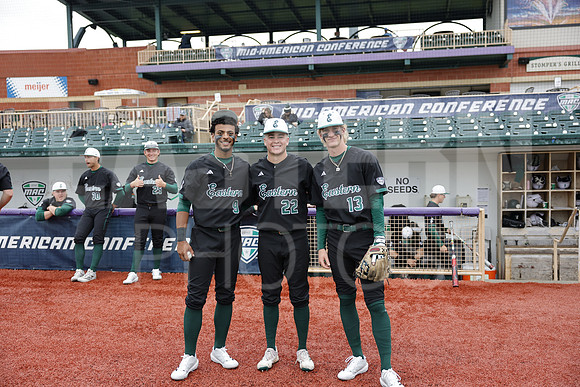 The Eastern Michigan University baseball team compete in the first game of the 2025 MAC Baseball Tournament in Avon, OH on May 21, 2025,  (Photo by:Walt Middleton Photography)