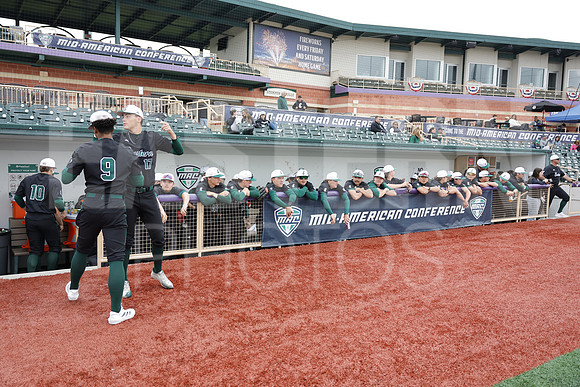 The Eastern Michigan University baseball team compete in the first game of the 2025 MAC Baseball Tournament in Avon, OH on May 21, 2025,  (Photo by:Walt Middleton Photography)